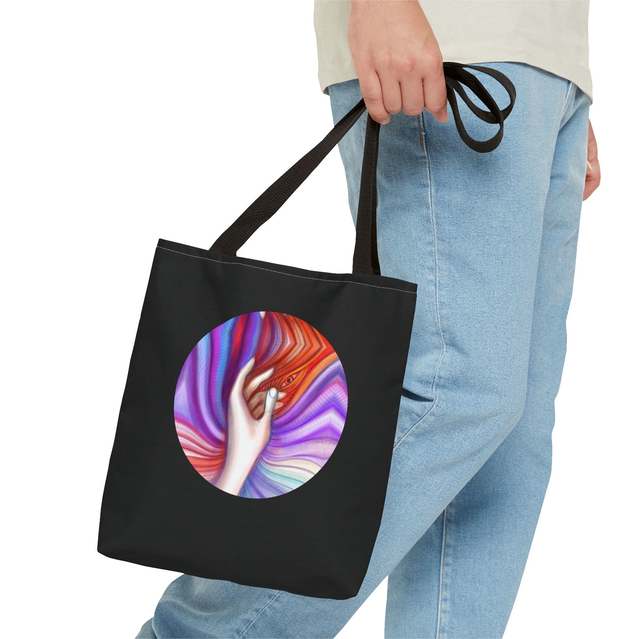 Mystic Wave Tote Bag — Colorful Hand & Psychedelic Swirl Art #sf146873