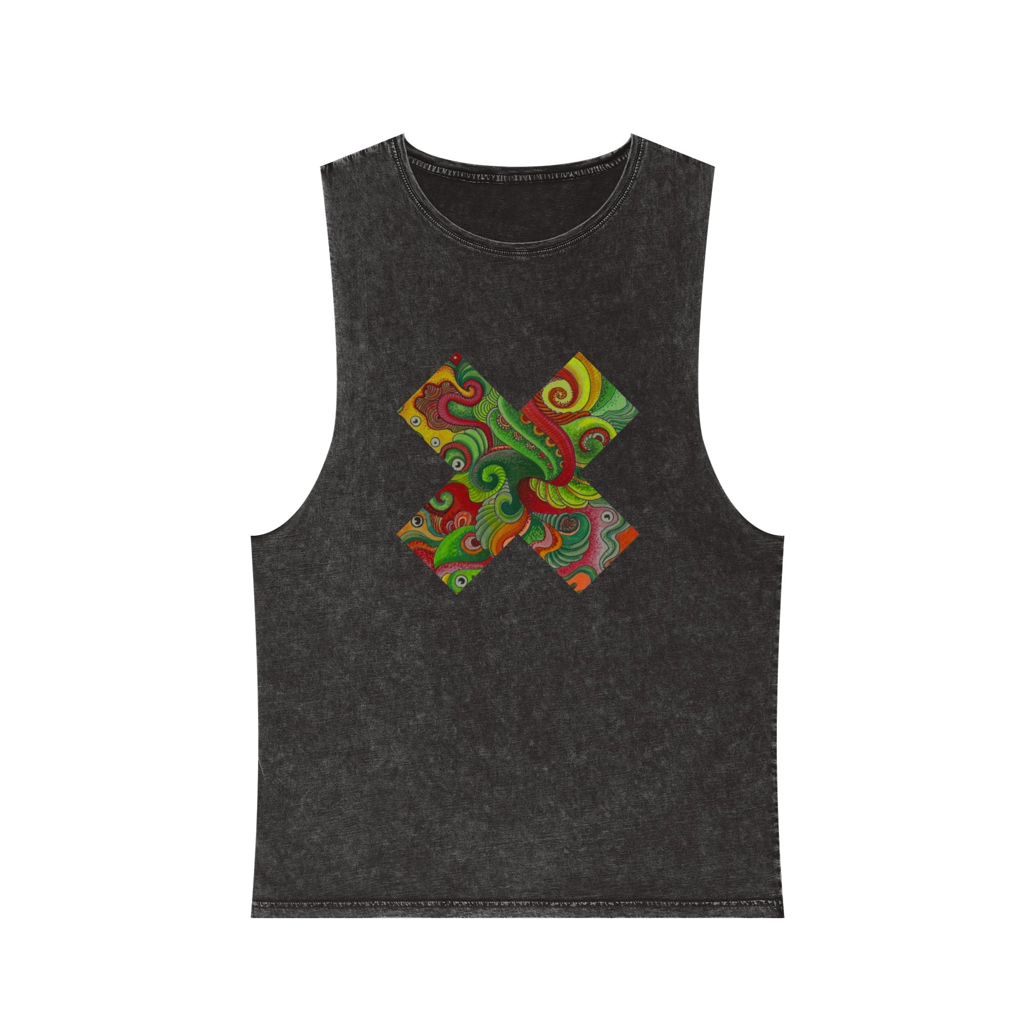 Psychedelic Floral X Stonewash Tank #lg97532
