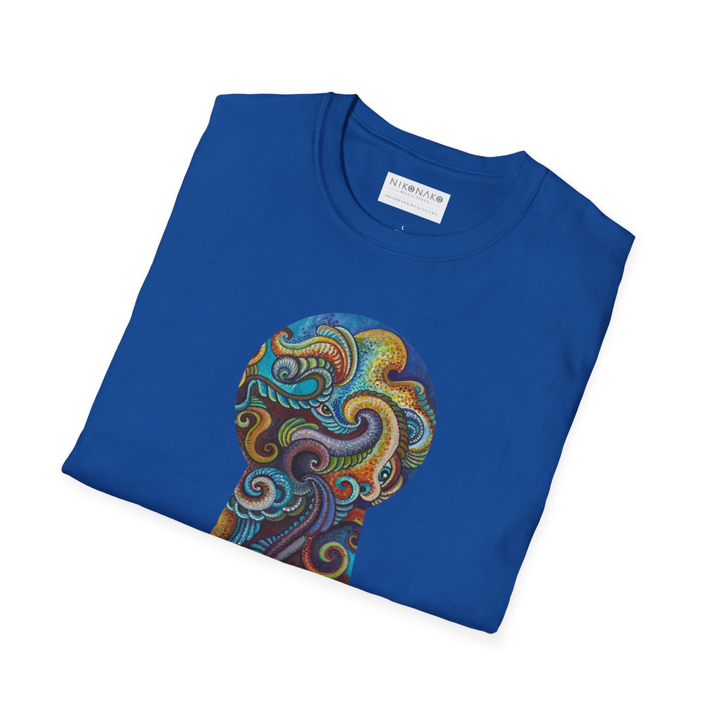 Psychedelic Keyhole T-Shirt — Colorful Swirl Art Tee #tsc8765