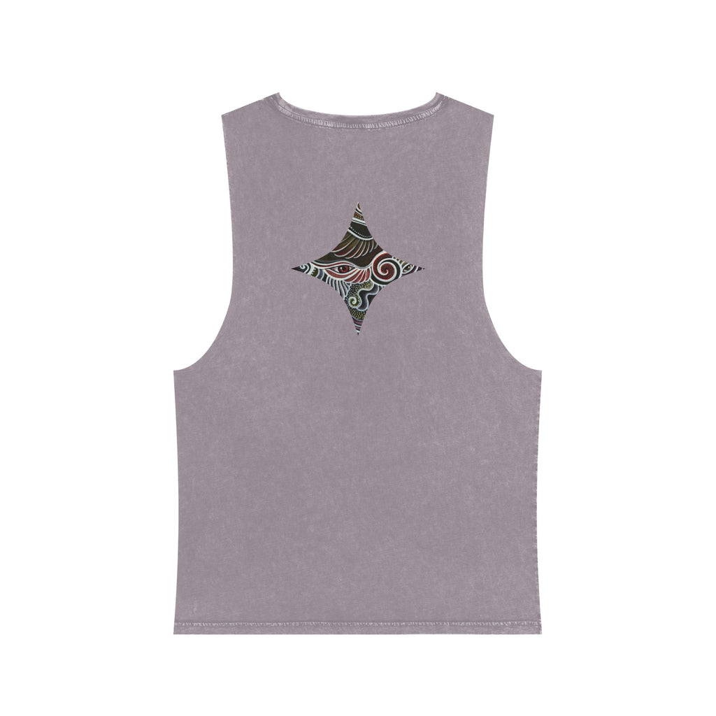 Stonewash Tank Top — Colorful Swirl Triangle Graphic #ew1177