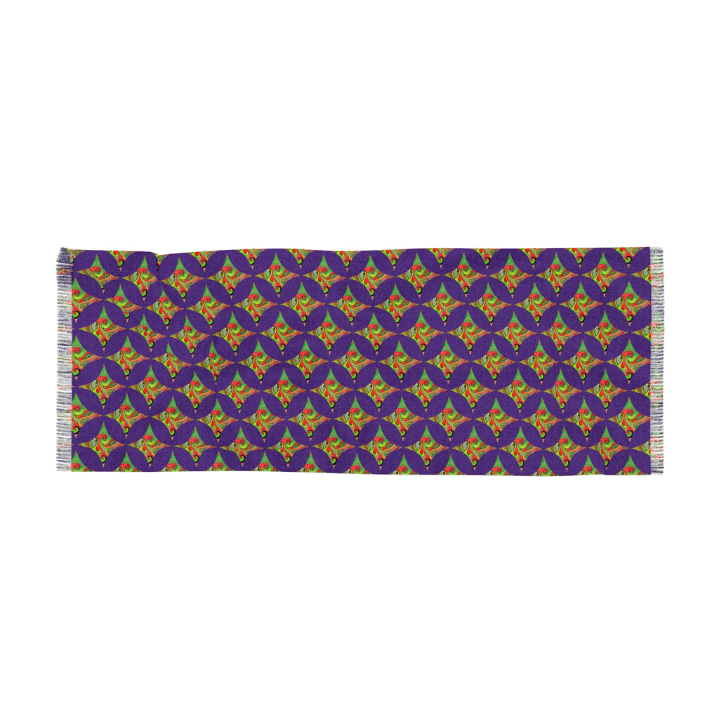 Light Scarf - Purple Geometric Floral Pattern Lightweight Scarf #f9987654