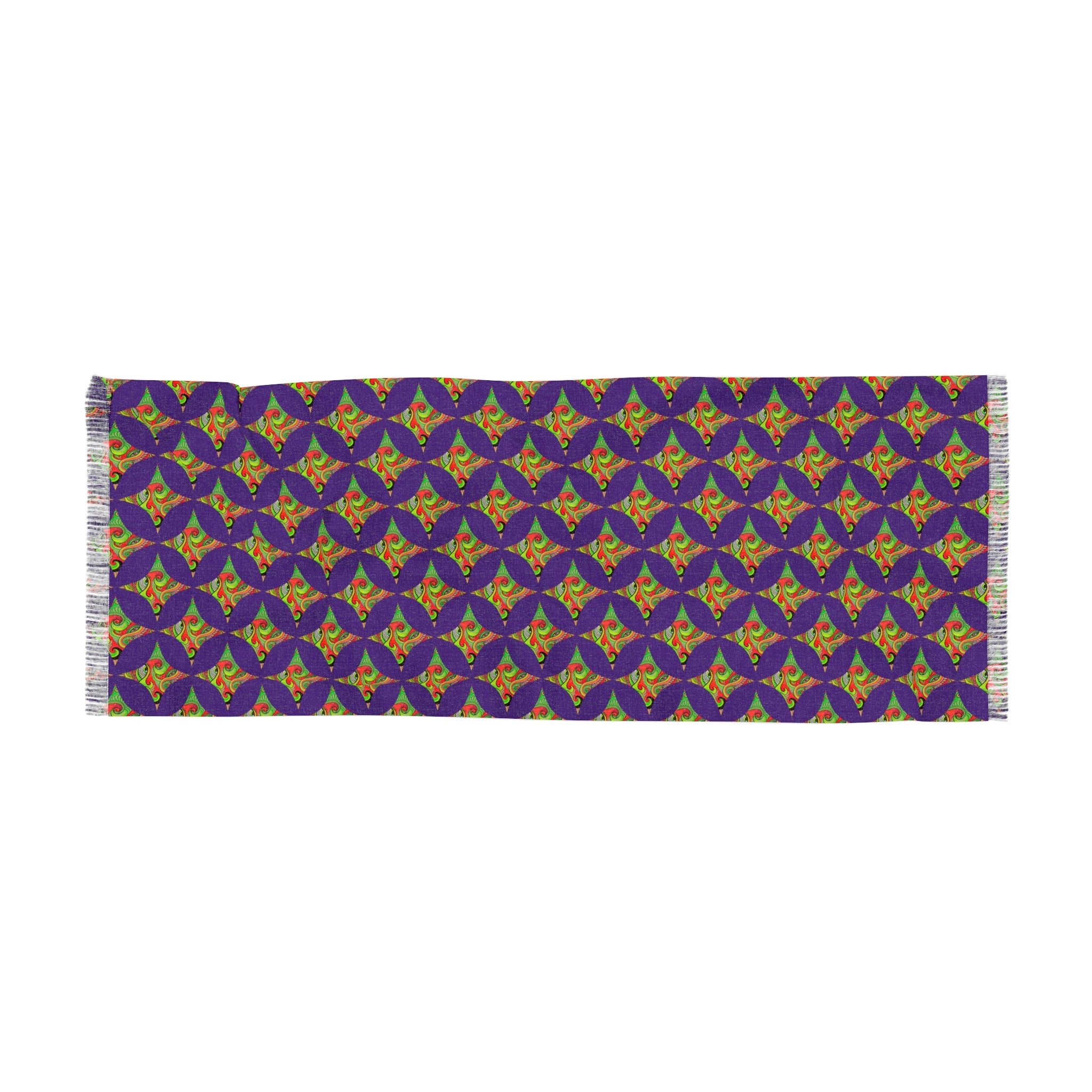 Light Scarf - Purple Geometric Floral Pattern Lightweight Scarf #f9987654