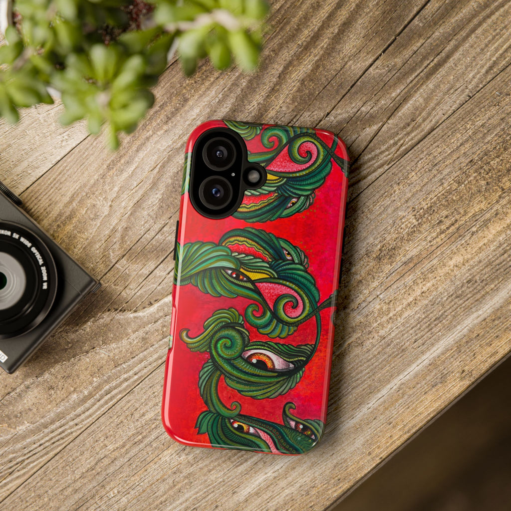 Floral Vine Red Tough Phone Case — Protective Botanical iPhone Cover #t992213