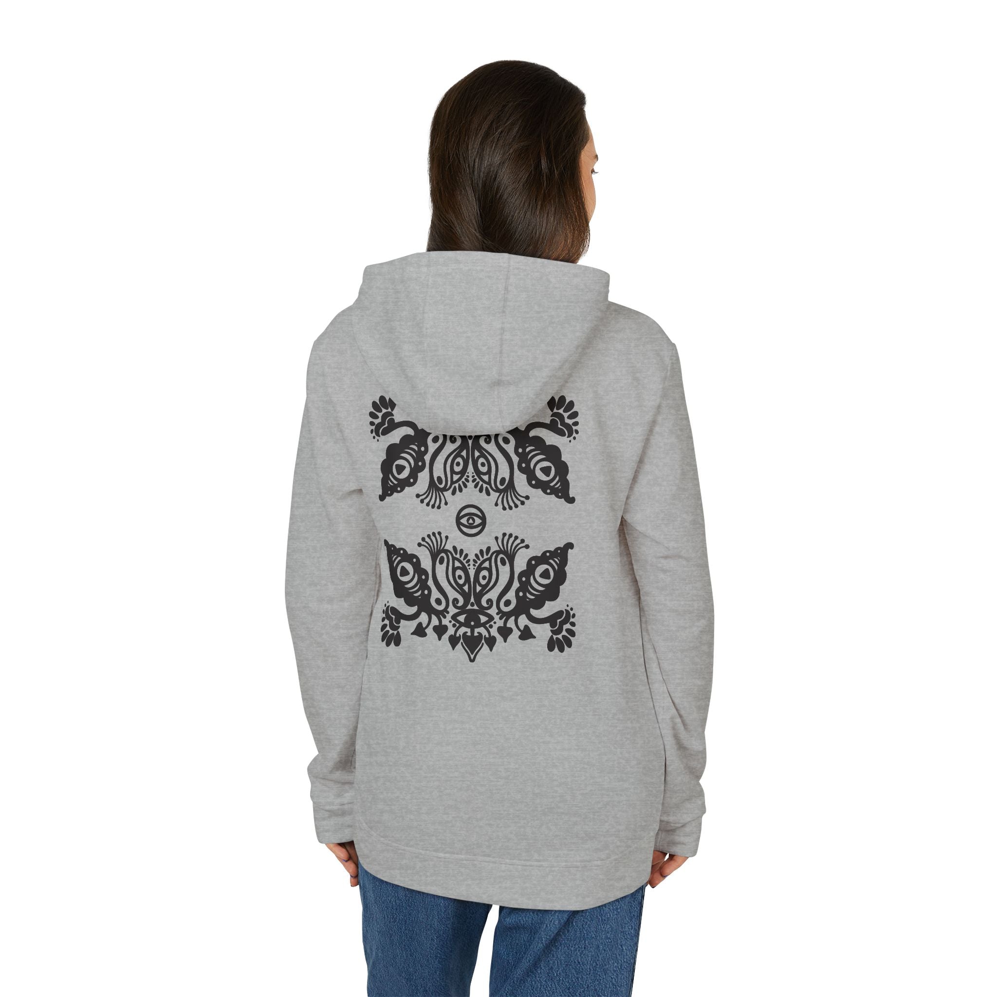 Adidas Hoodie — Ornamental Symmetry Black Graphic Zip-Up #y086467