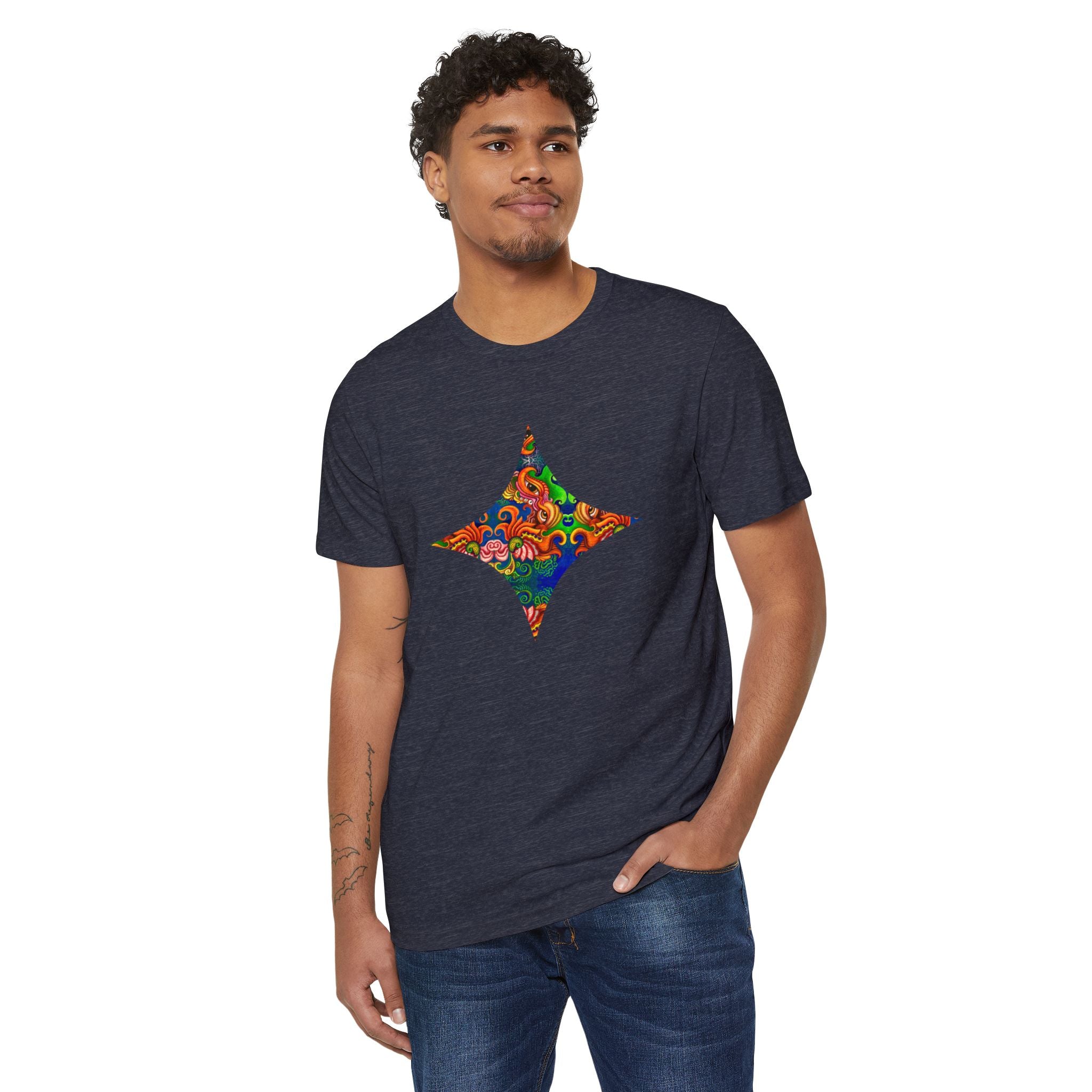 Psychedelic Floral Diamond T‑Shirt — Colorful Retro Pattern Tee #oigr88443