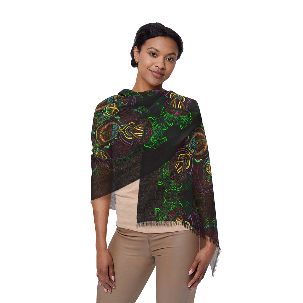 Bohemian Kaleidoscope Light Scarf — Dark Green Floral Pattern #j8289