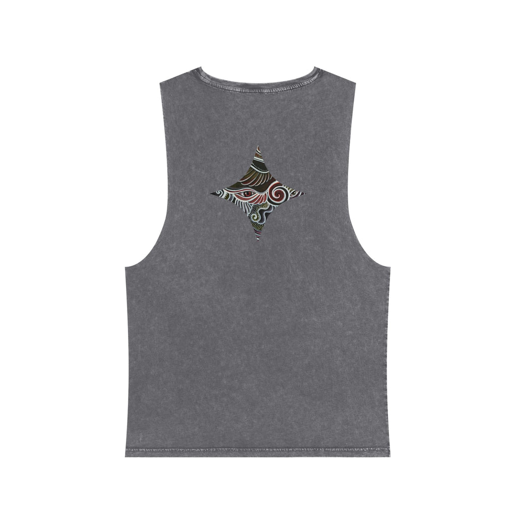 Stonewash Tank Top — Colorful Swirl Triangle Graphic #ew1177