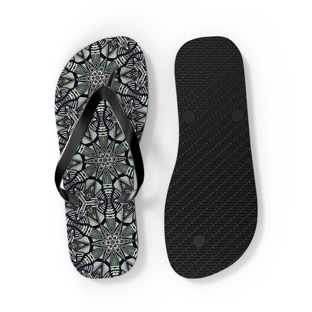 Mandala Kaleidoscope Flip Flops — Patterned Summer Beach Sandals #h976479