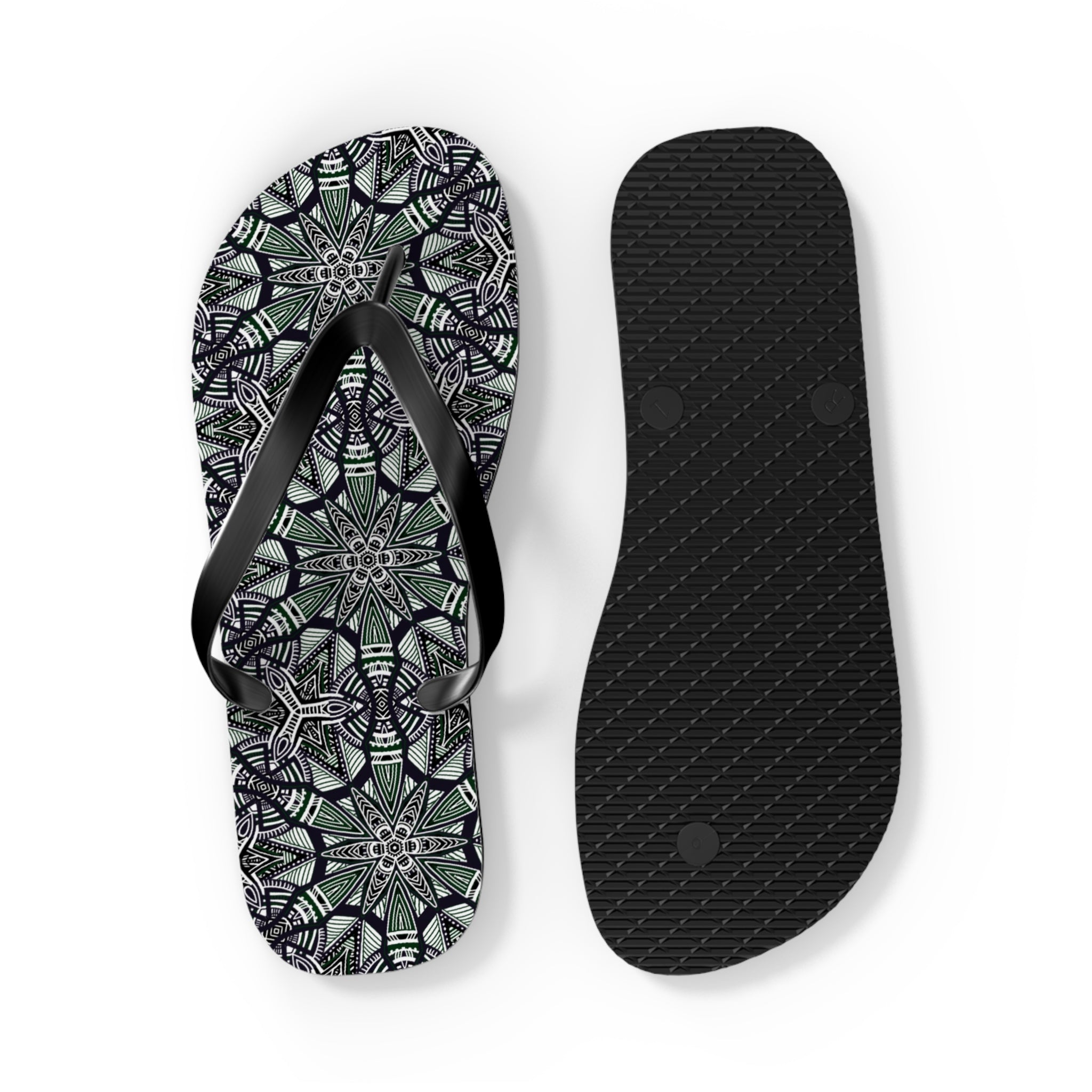 Mandala Kaleidoscope Flip Flops — Patterned Summer Beach Sandals #h976479