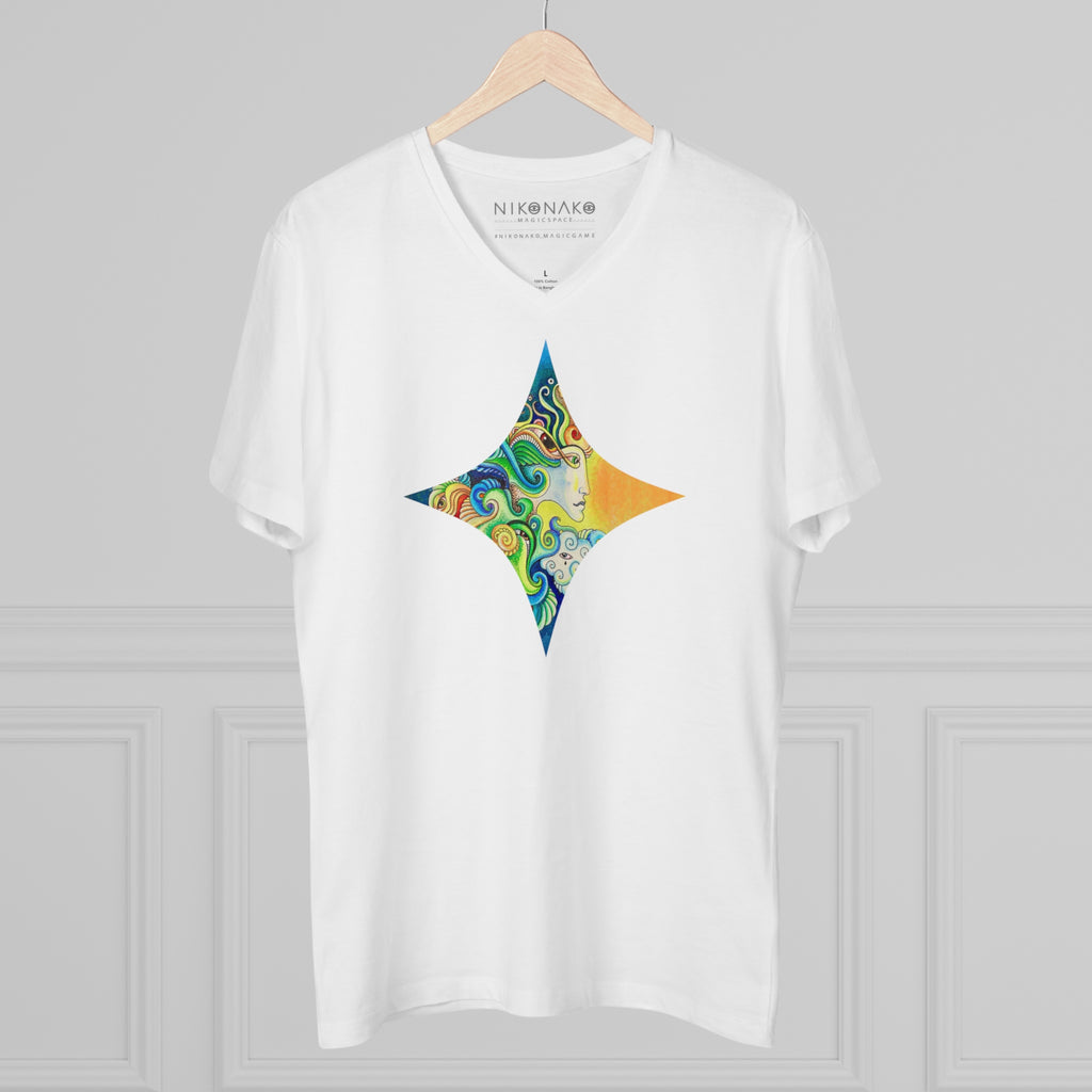 Sun & Moon Psychedelic V-Neck Tee #hf87222