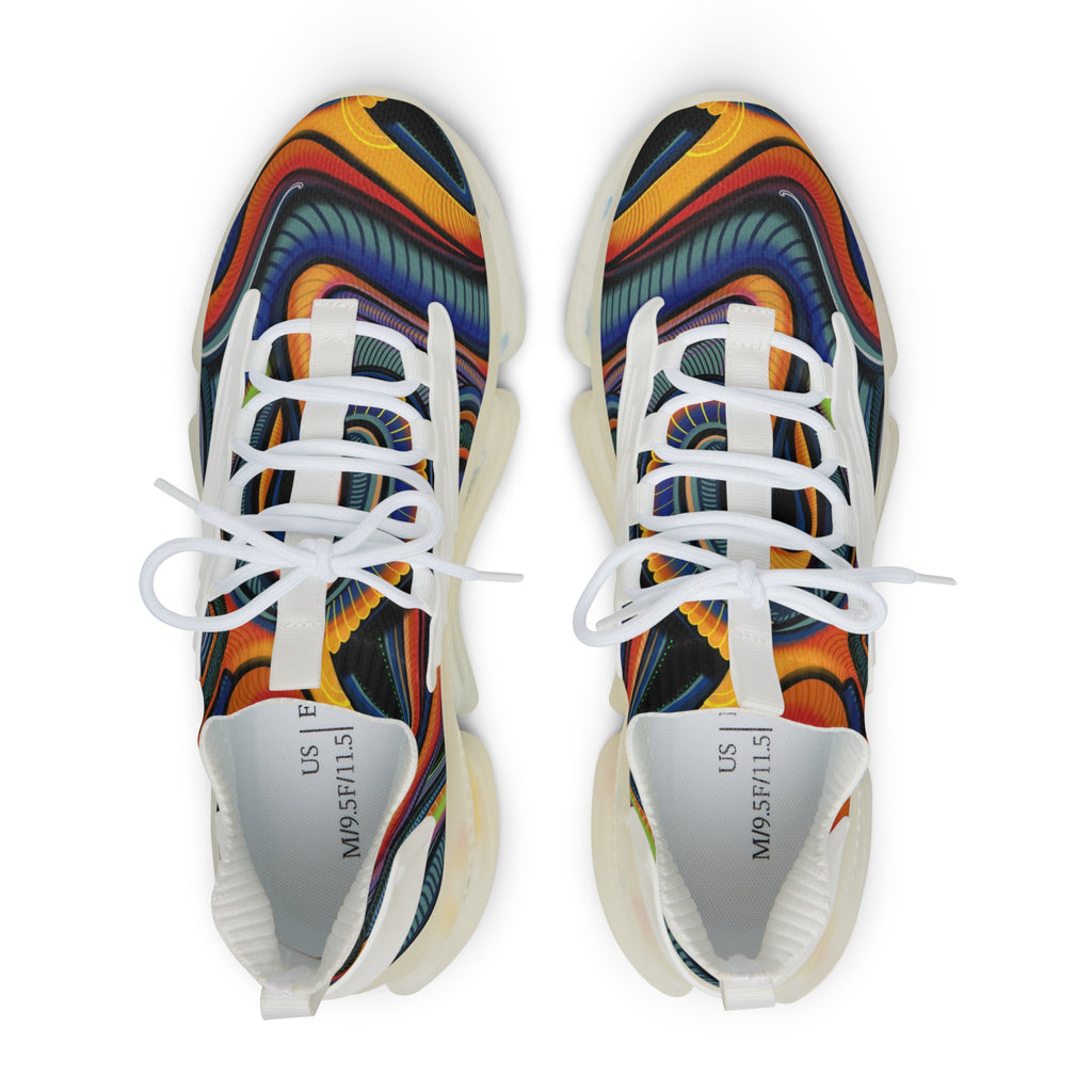 Men's Mesh Sneakers — Retro Psychedelic Swirl Athletic Shoes #lh963278