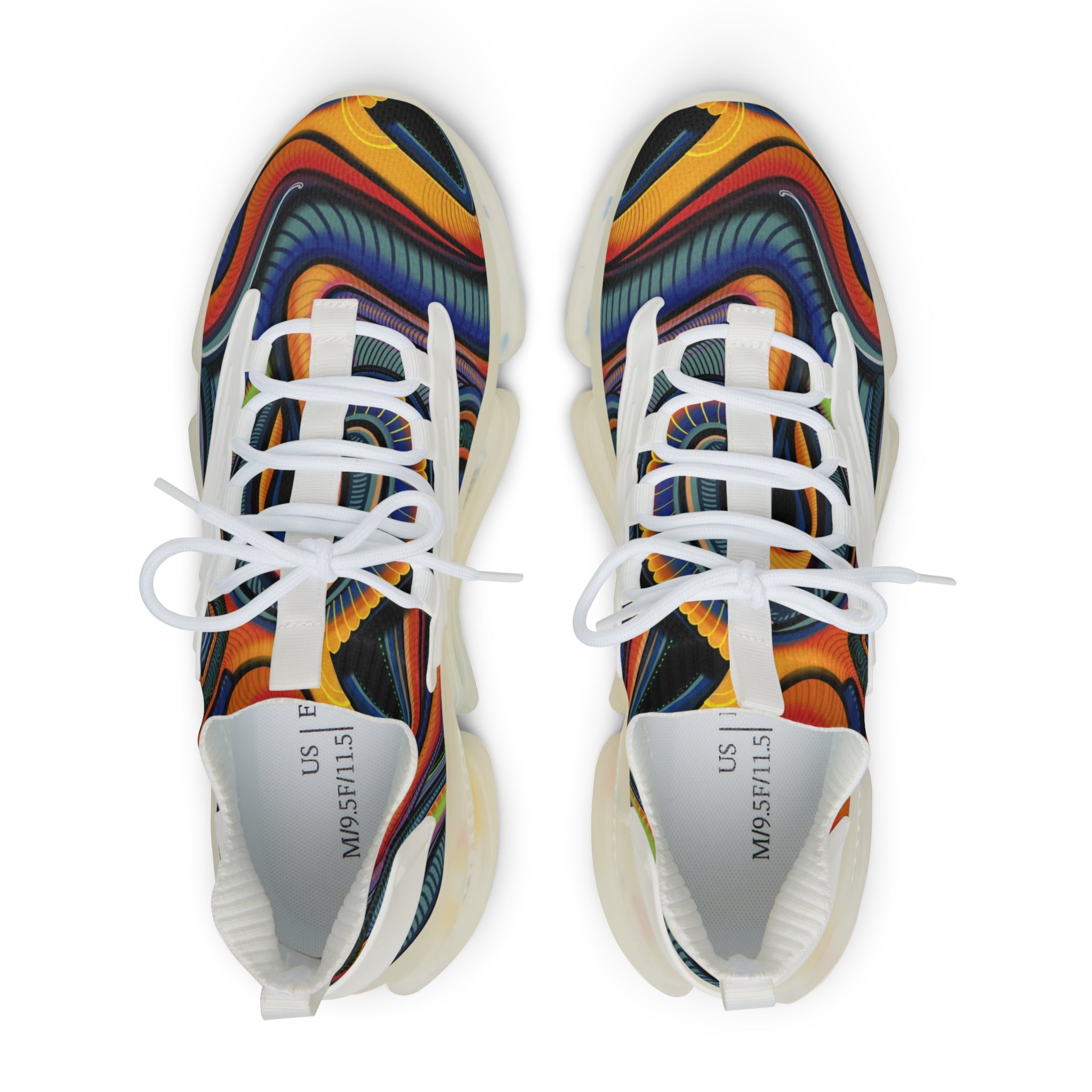 Men's Mesh Sneakers — Retro Psychedelic Swirl Athletic Shoes #lh963278