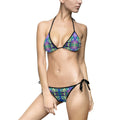 Purple Green Kaleidoscope Tie-Side Bikini — Women's Patterned Swimsuit #r763569