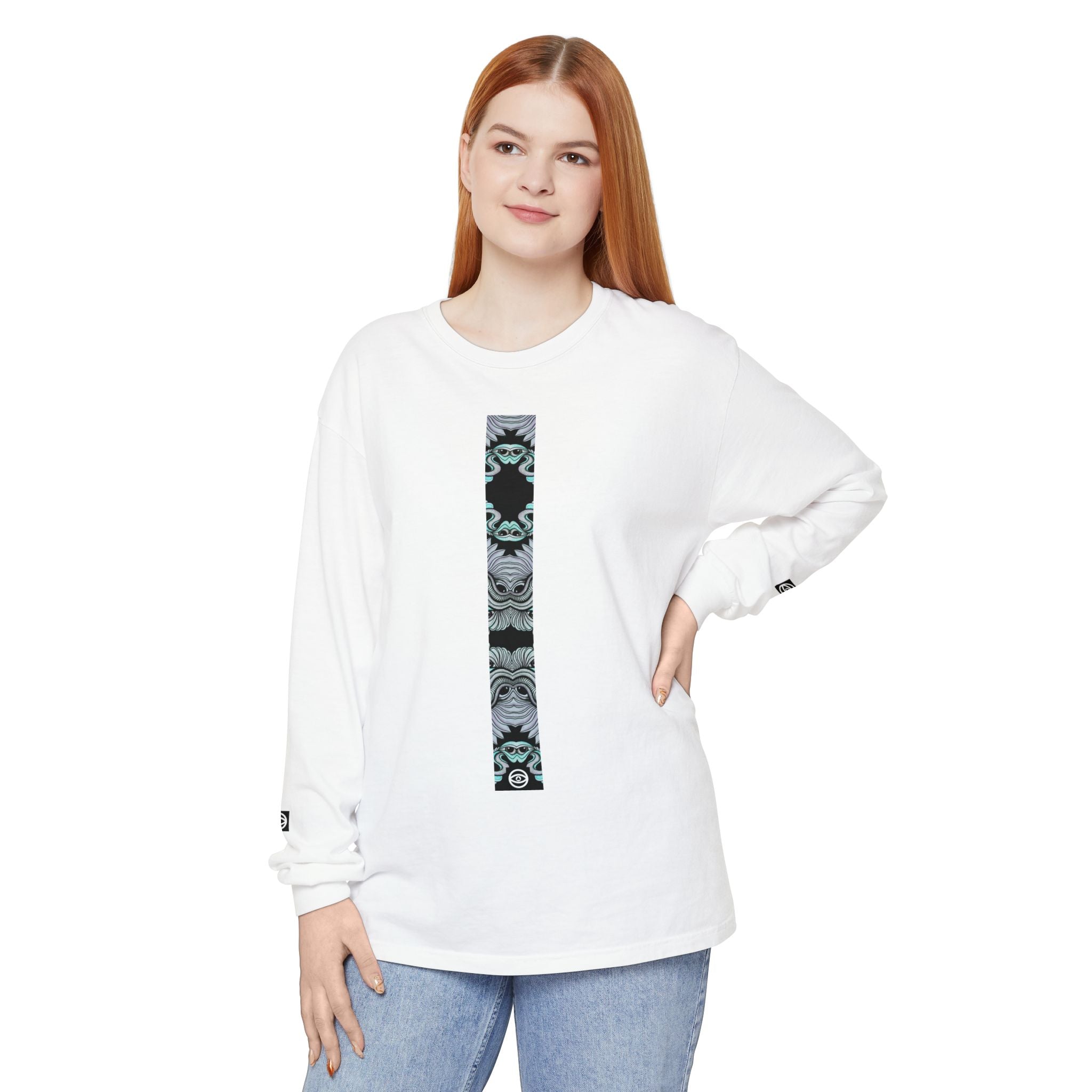 Men's/Women's Long Sleeve T-Shirt — Vertical Geometric Stripe Graphic #kjgd64258