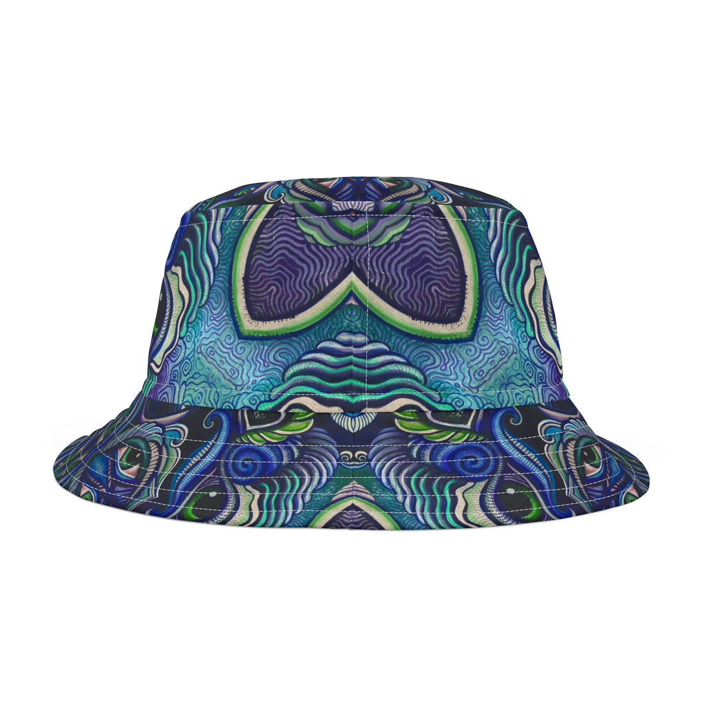 Psychedelic Ocean Wave Bucket Hat — Trippy Blue Green All-Over Print #r489865