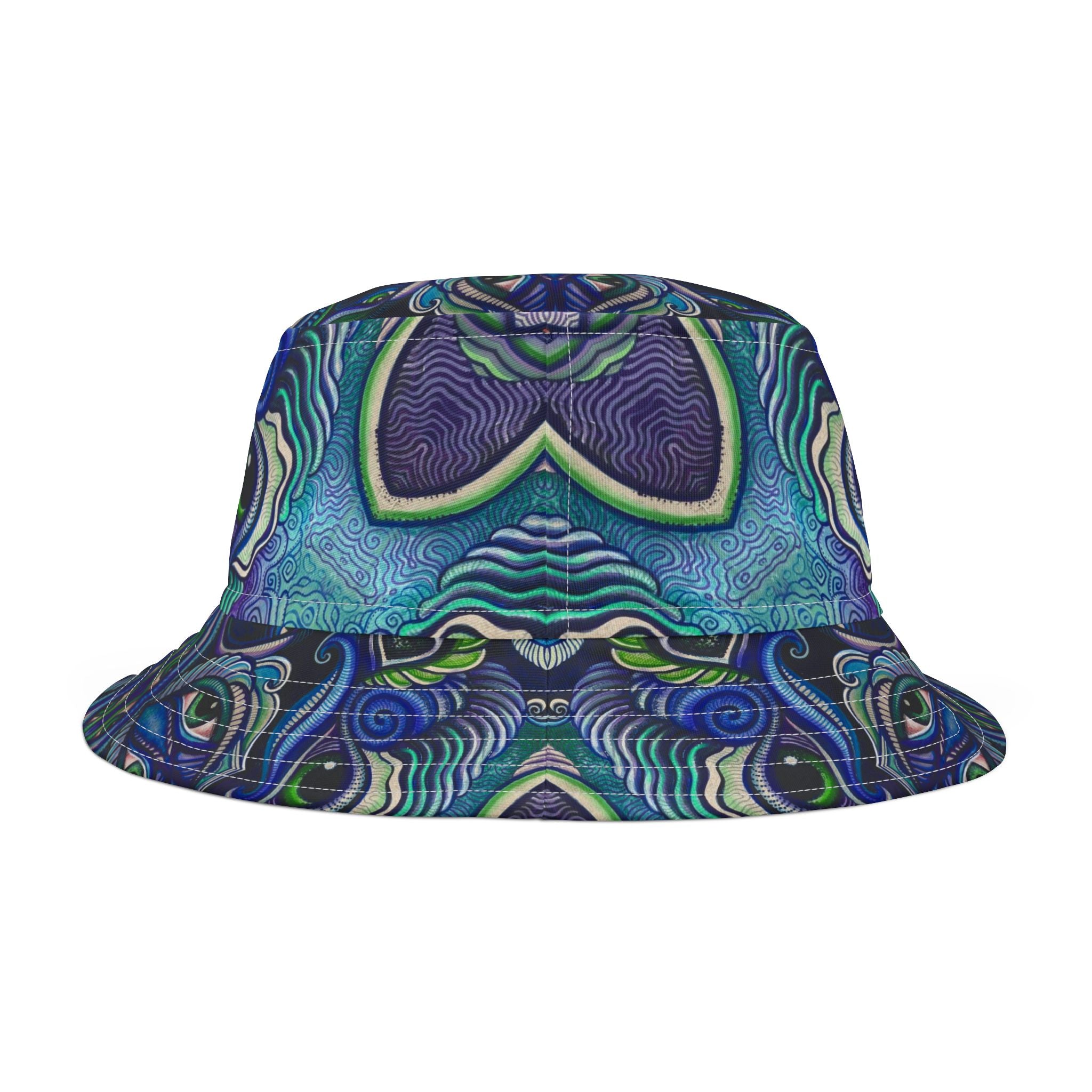 Psychedelic Ocean Wave Bucket Hat — Trippy Blue Green All-Over Print #r489865
