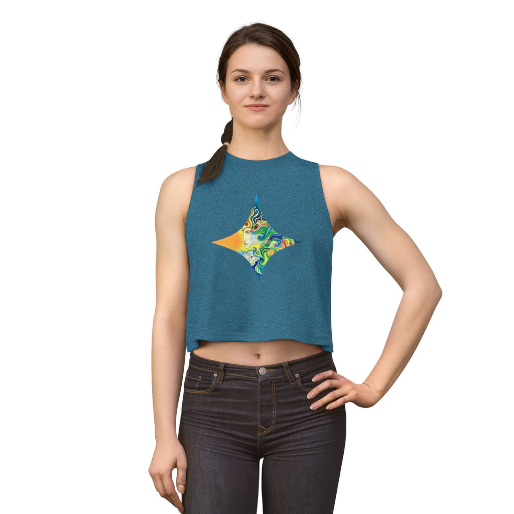 Psychedelic Star Crop Top — Colorful Swirl Graphic Women's Tank #j9966442