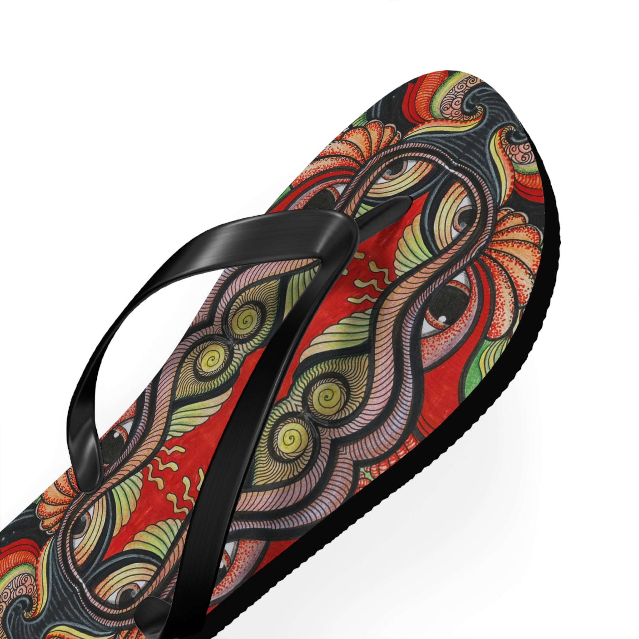 Boho Tribal Floral Flip Flops — Colorful Psychedelic Summer Sandals #f