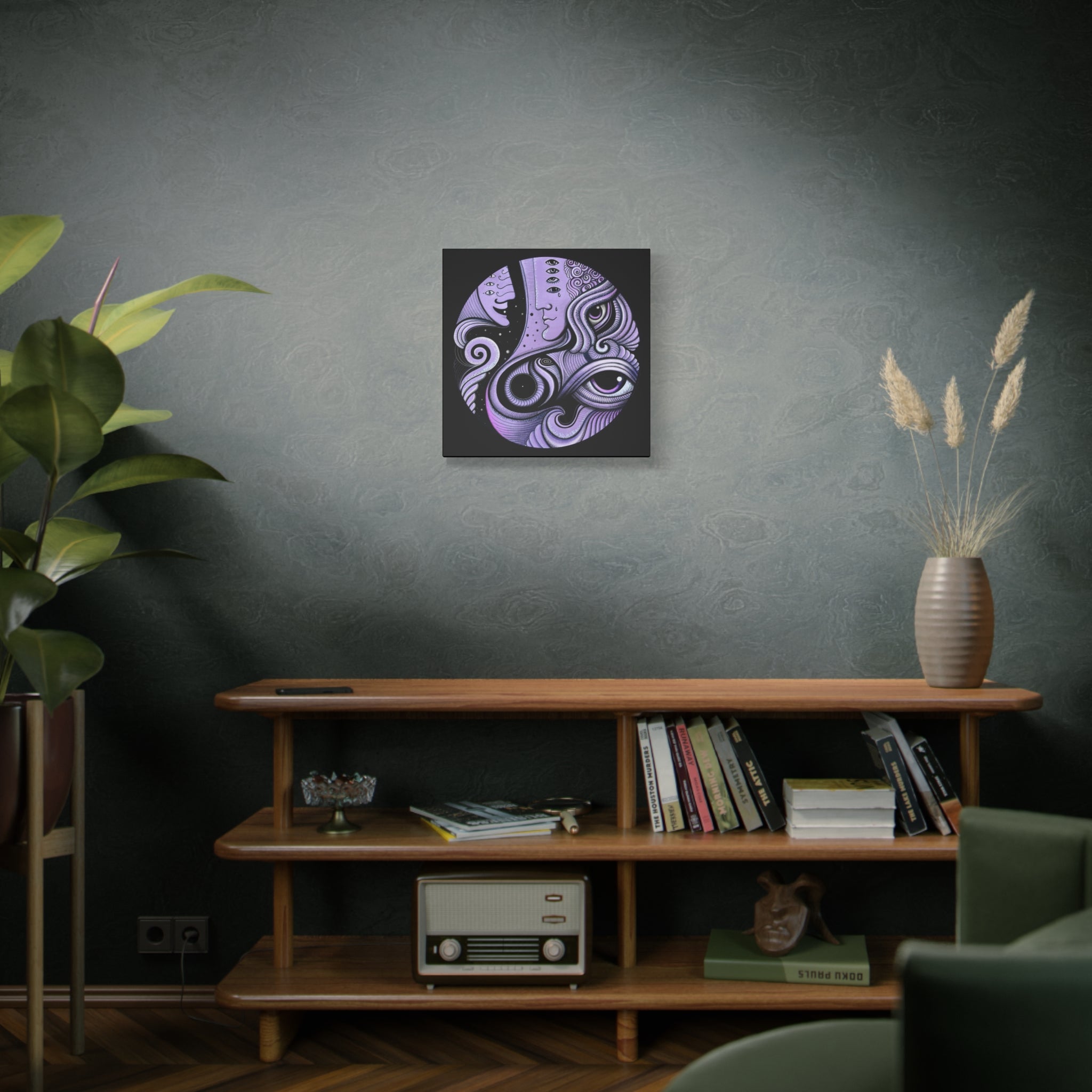 Psychedelic Moon Face Canvas | Matte Stretched Wall Art