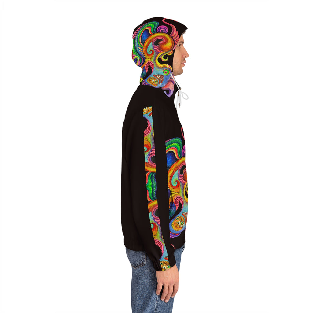 Psychedelic Swirl Zip Hoodie — Men's Vibrant Abstract Full-Zip Jacket #u65099