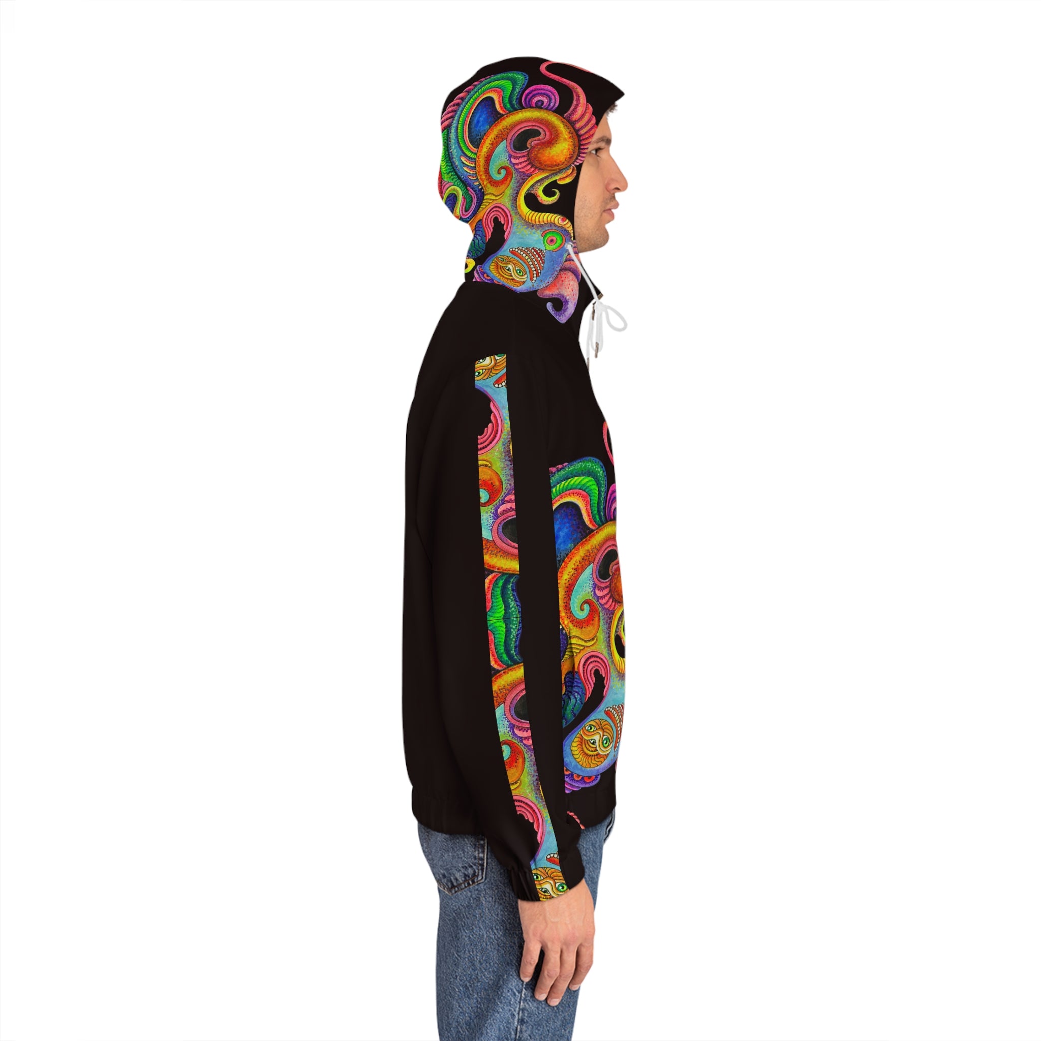 Psychedelic Swirl Zip Hoodie — Men's Vibrant Abstract Full-Zip Jacket #u65099