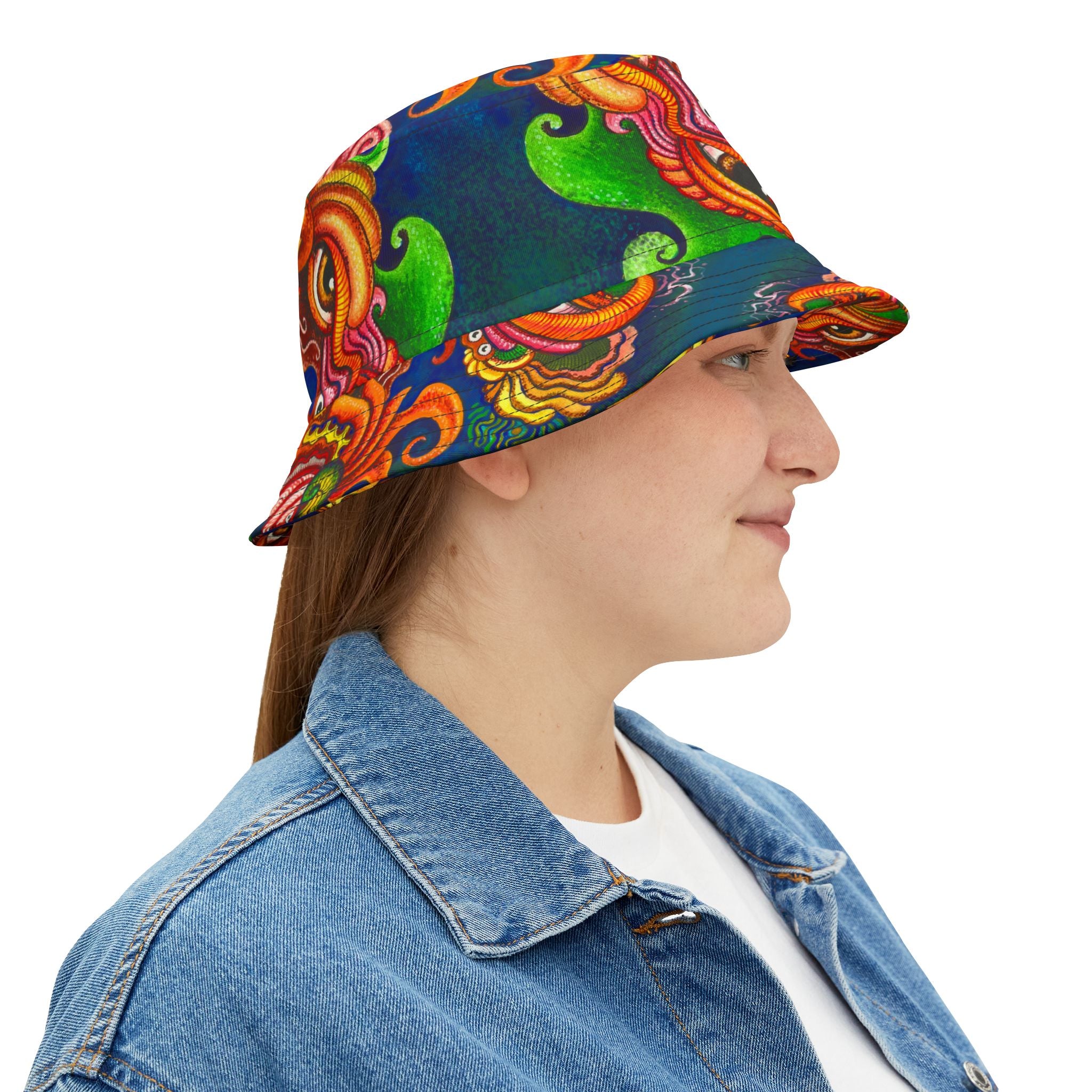 Psychedelic Sea Monster Bucket Hat — Vibrant Octopus Print AOP #bh21