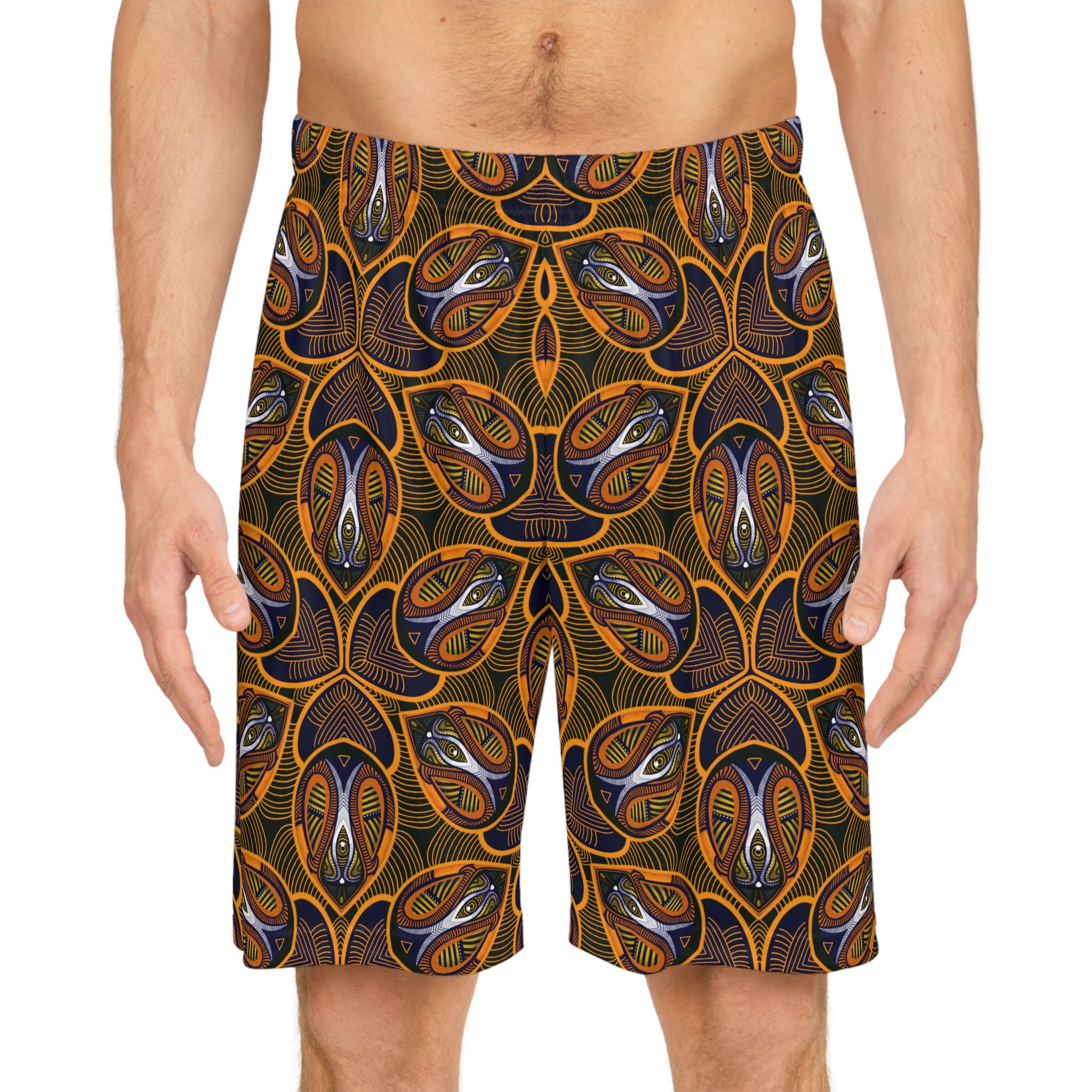 Ethnic Pattern Basketball Shorts – Retro Tribal All-Over Print #8k8833