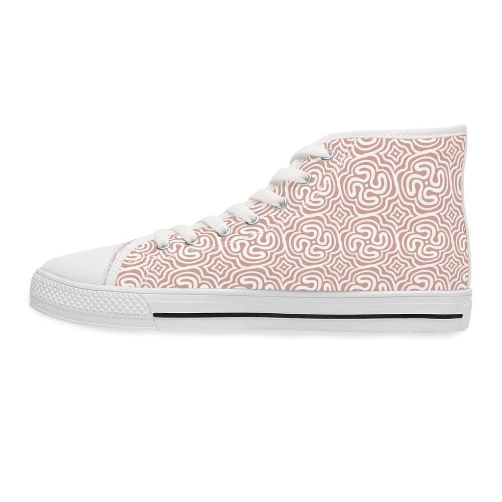 Women's High Top Sneakers - Rose Maze Pattern Casual Canvas Shoes #h875688