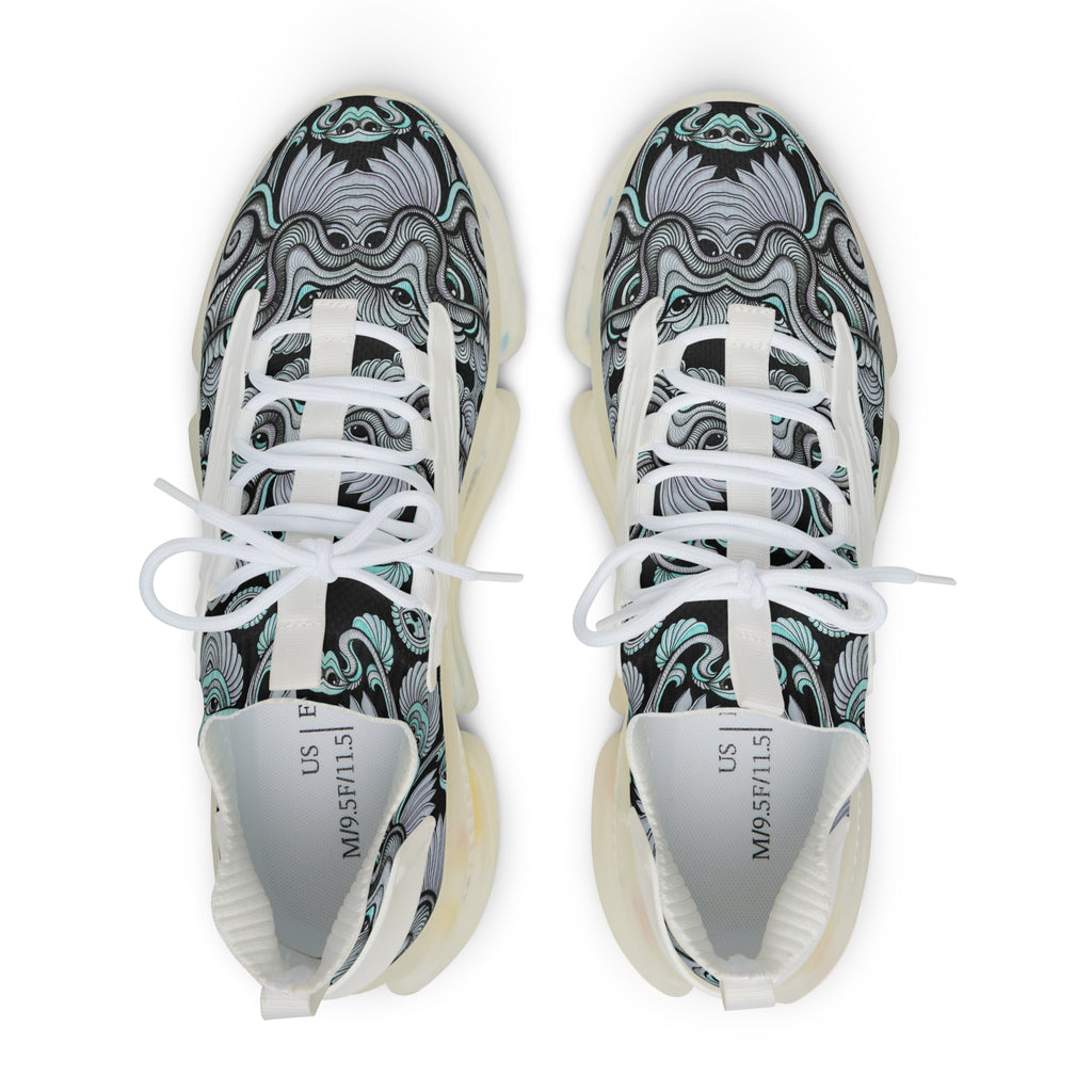 Men's Mesh Sneakers — Abstract Swirl Pattern Athletic Shoes #jf9765