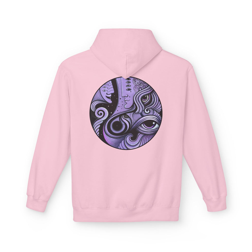 Purple Psychedelic Guitar Art Hoodie | Keyhole Front, Circular Back Design
