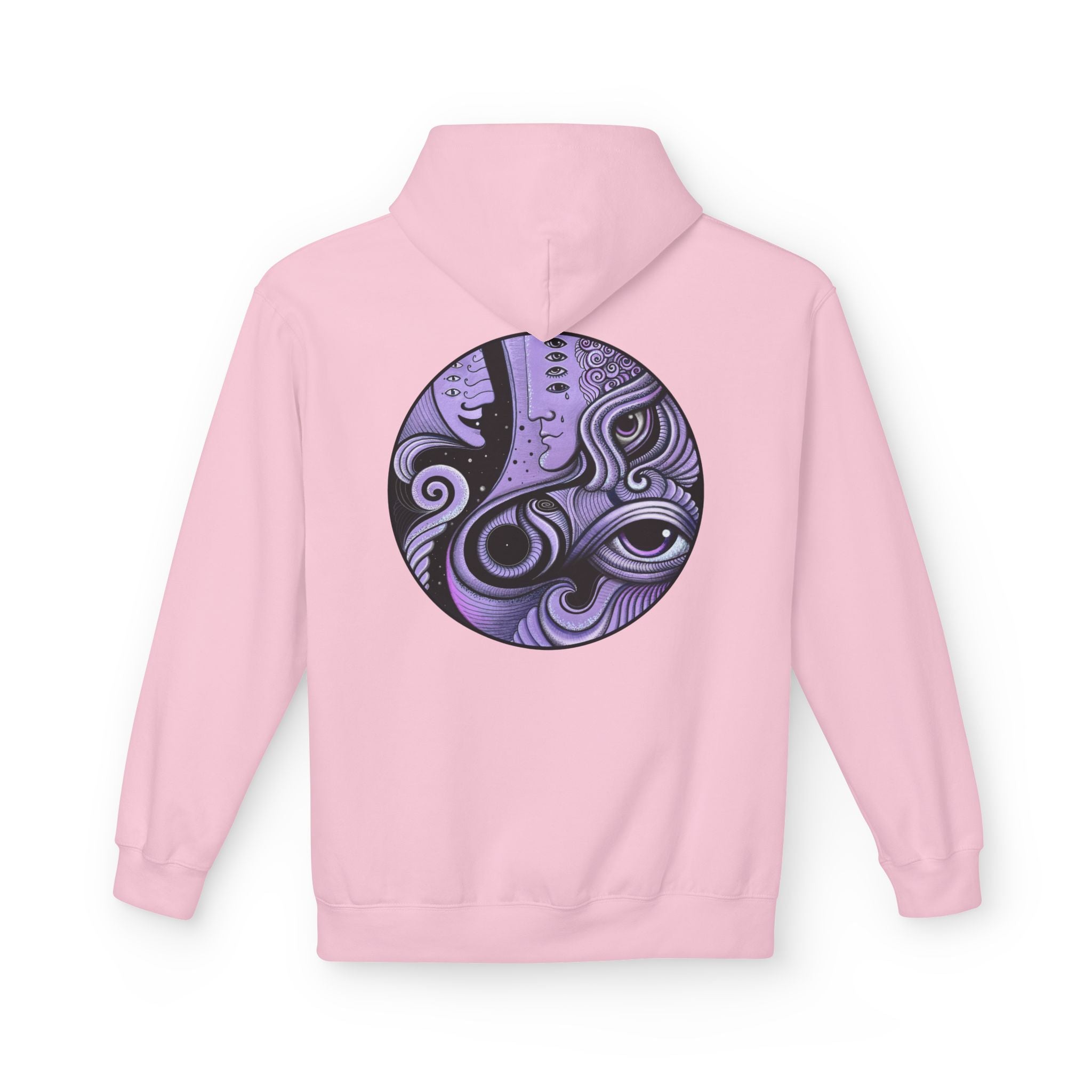 Purple Psychedelic Guitar Art Hoodie | Keyhole Front, Circular Back Design