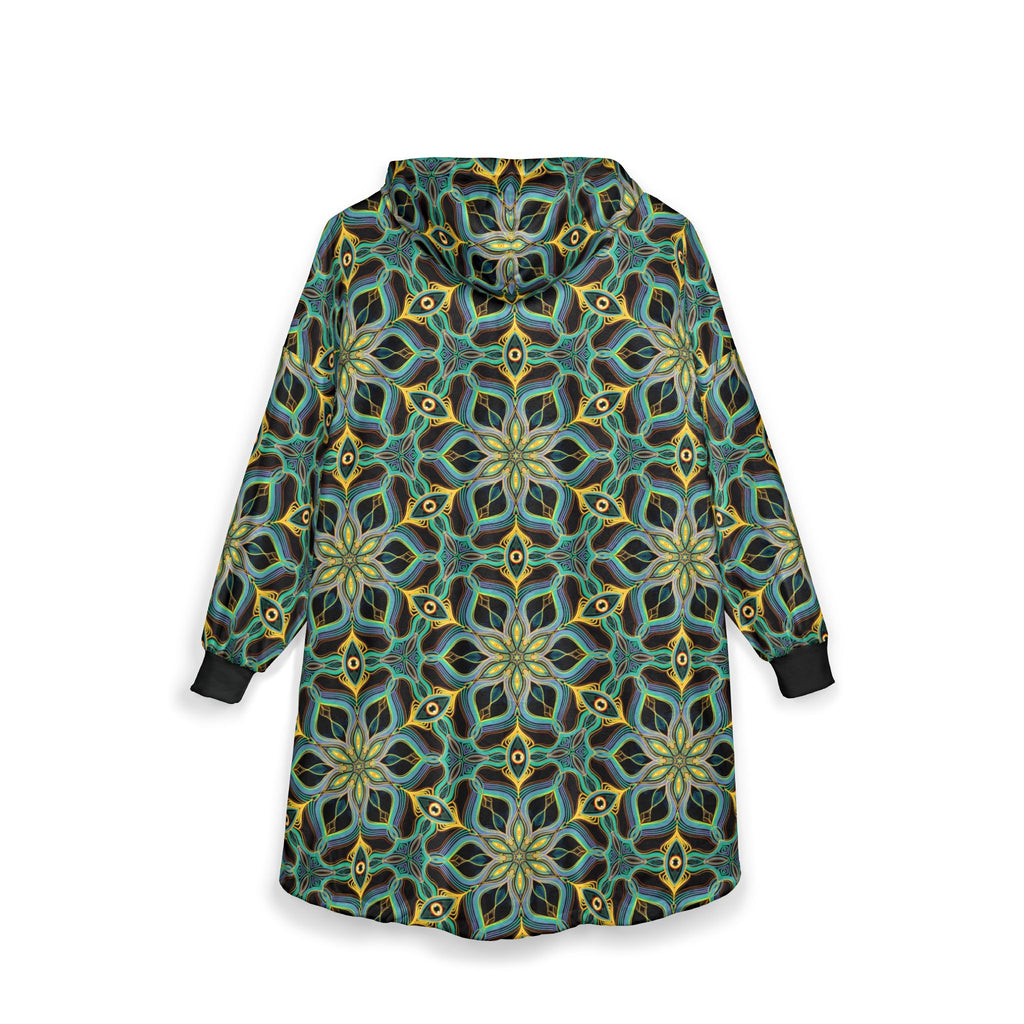 Kaleidoscope Floral Hooded Blanket — Cozy Boho Sherpa Throw #kh88844442