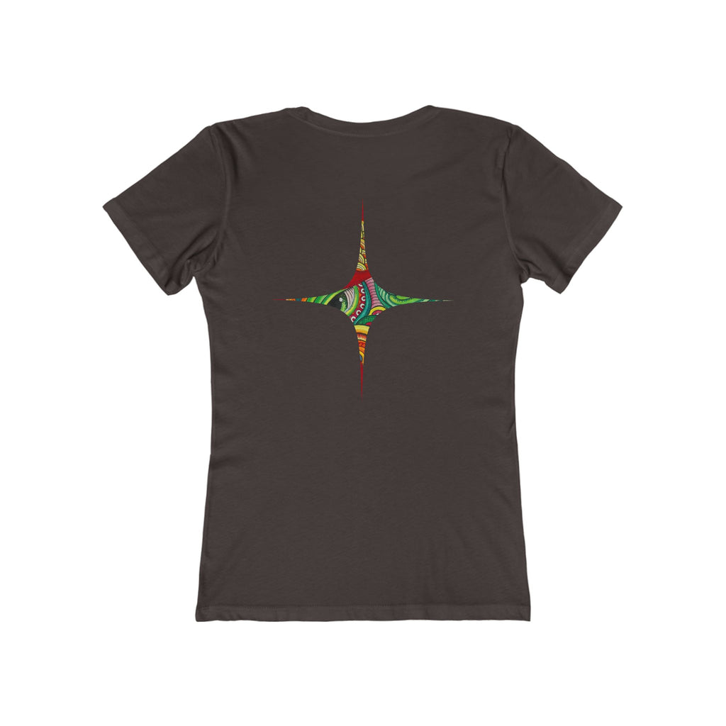 Women's Boyfriend Tee — Colorful Starburst Mandala Graphic #g8643