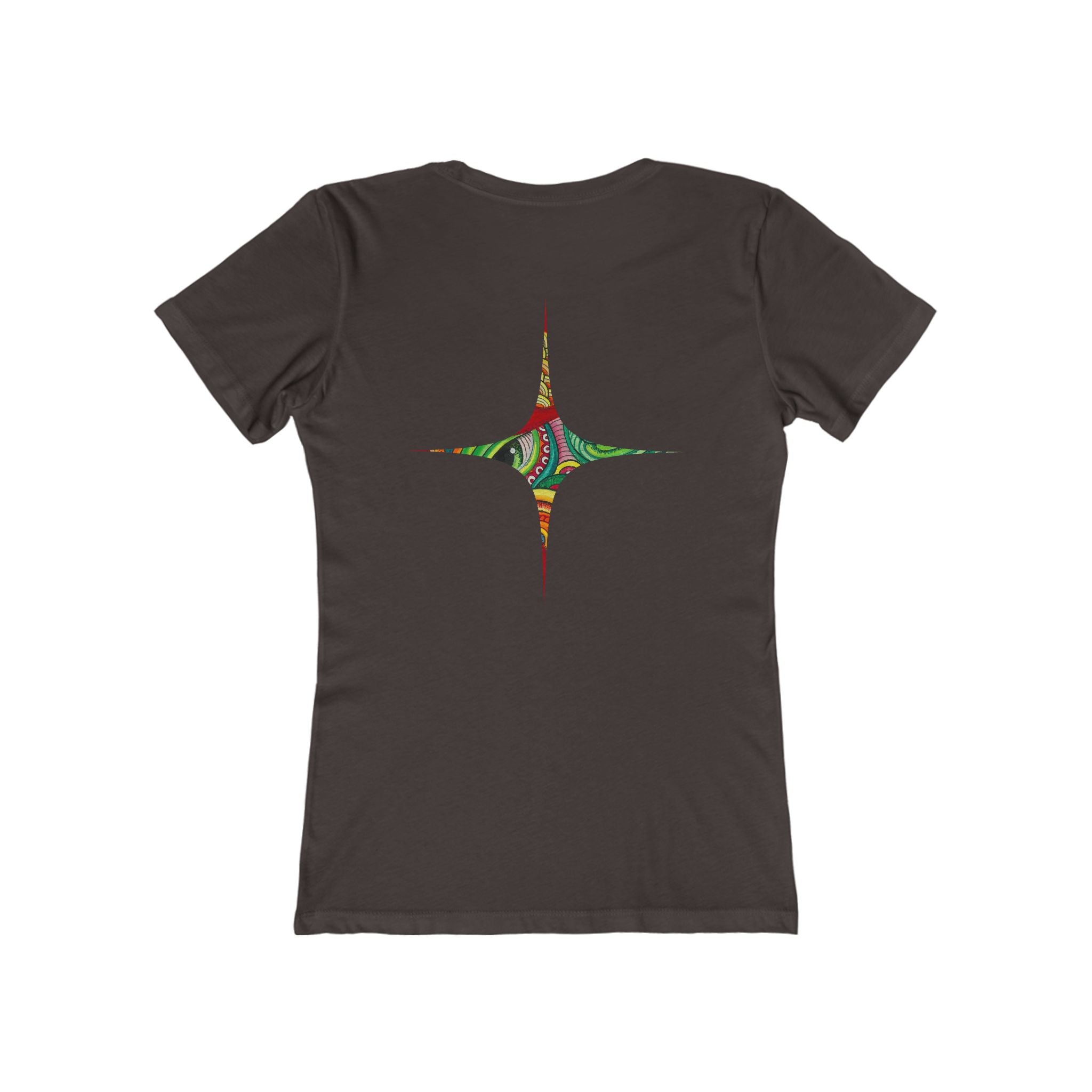 Women's Boyfriend Tee — Colorful Starburst Mandala Graphic #g8643