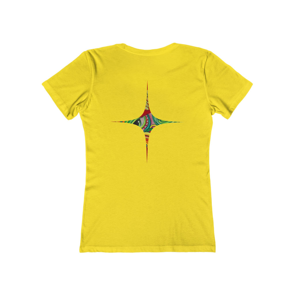 Women's Boyfriend Tee — Colorful Starburst Mandala Graphic #g8643