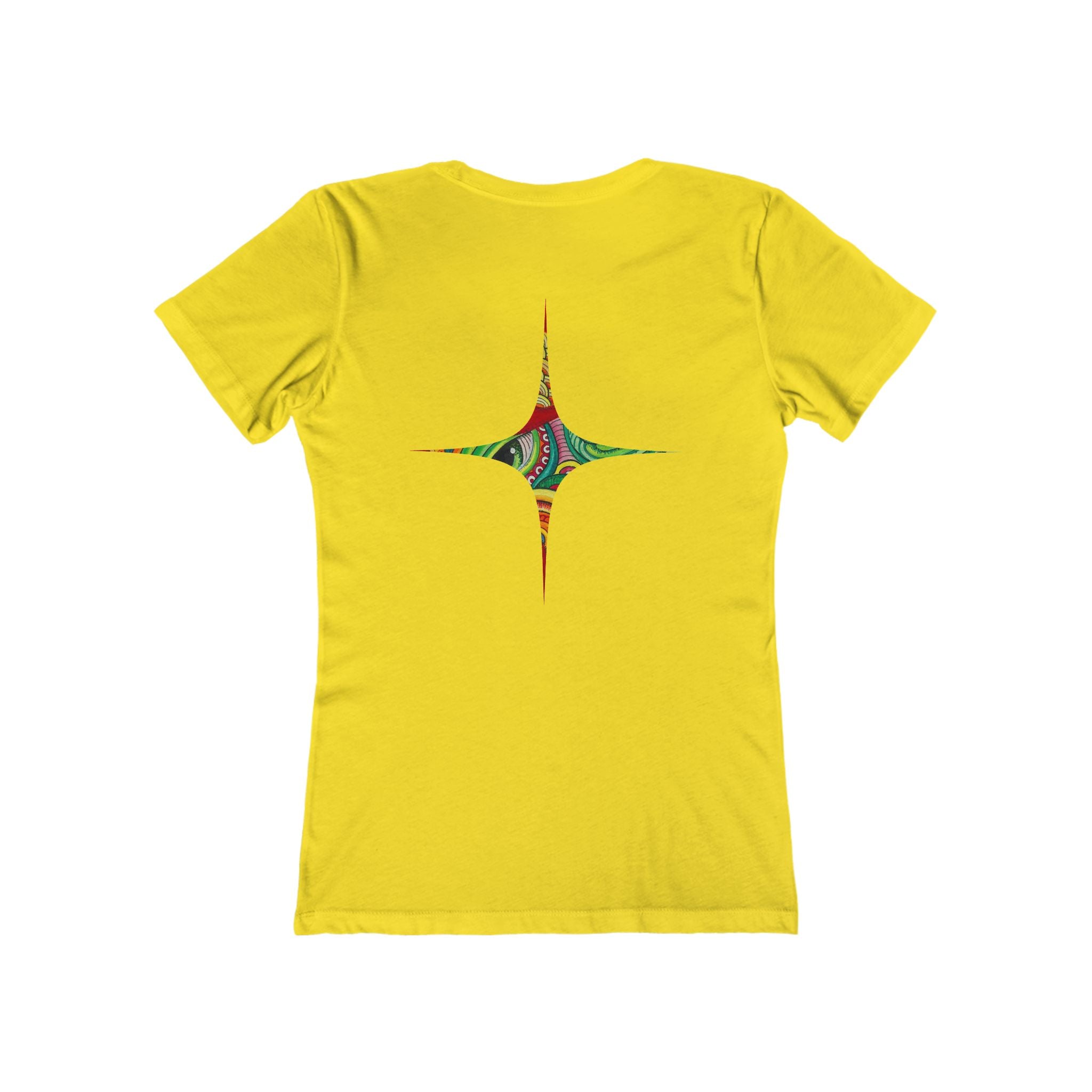 Women's Boyfriend Tee — Colorful Starburst Mandala Graphic #g8643