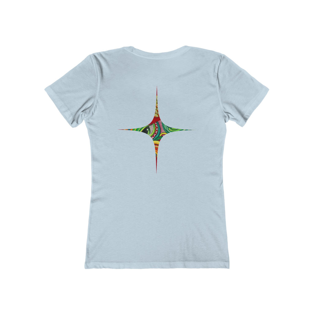 Women's Boyfriend Tee — Colorful Starburst Mandala Graphic #g8643