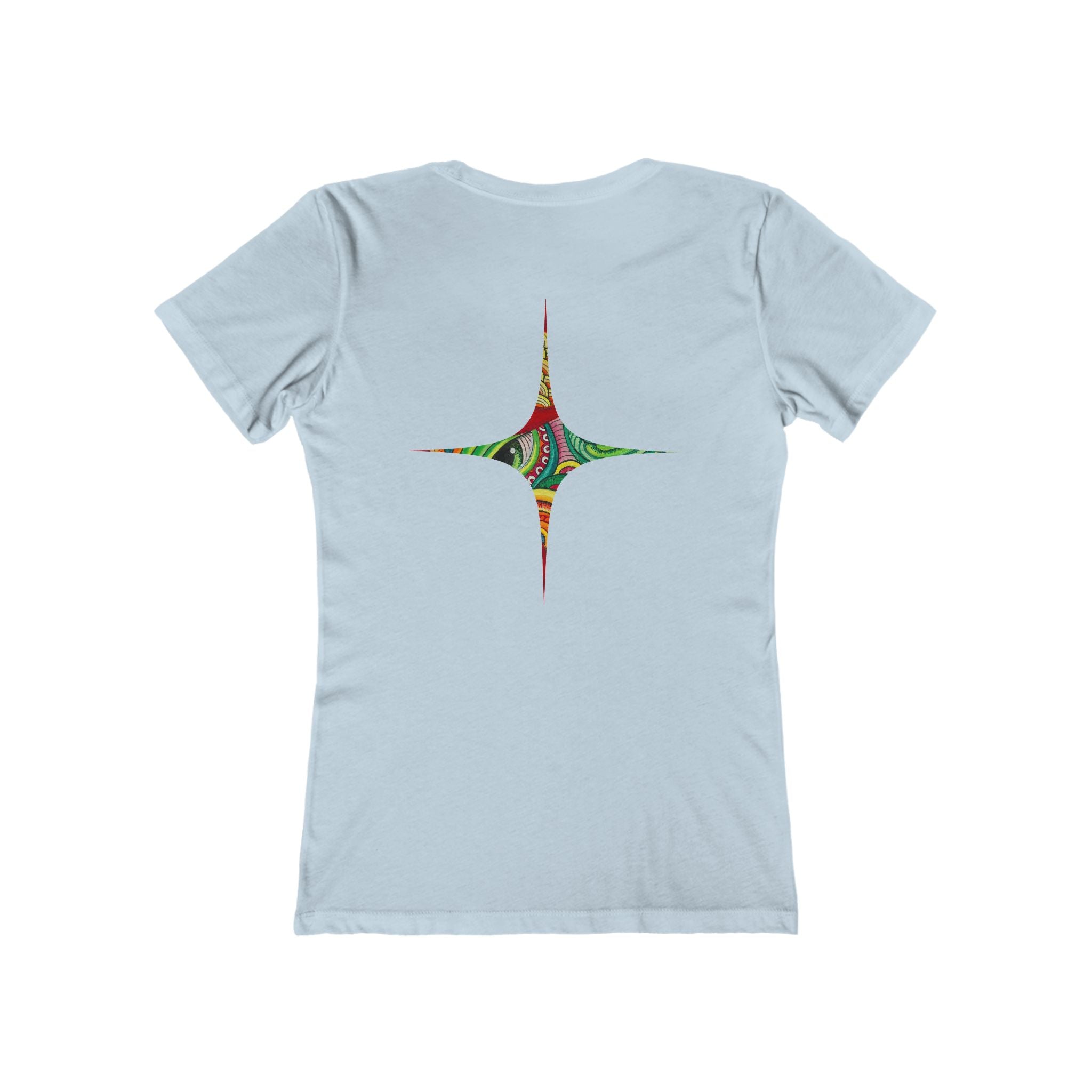 Women's Boyfriend Tee — Colorful Starburst Mandala Graphic #g8643