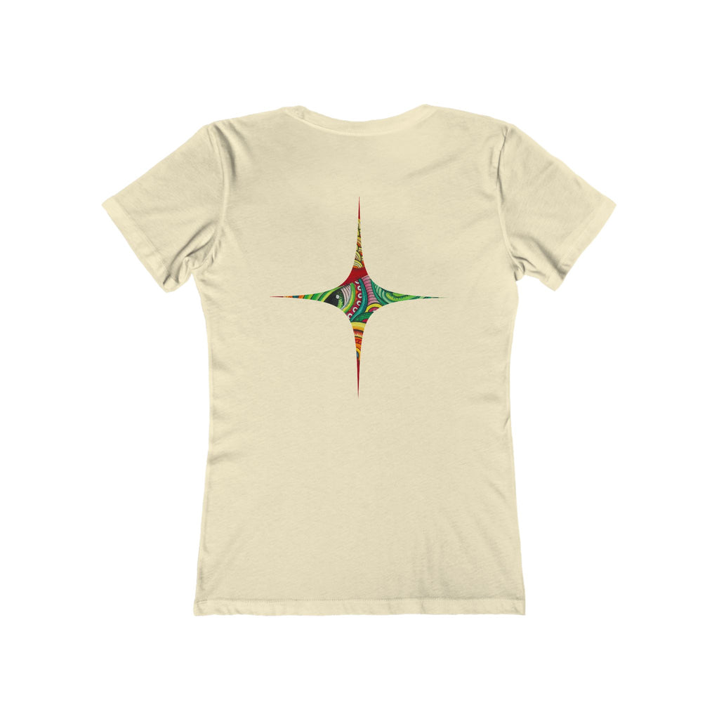 Women's Boyfriend Tee — Colorful Starburst Mandala Graphic #g8643