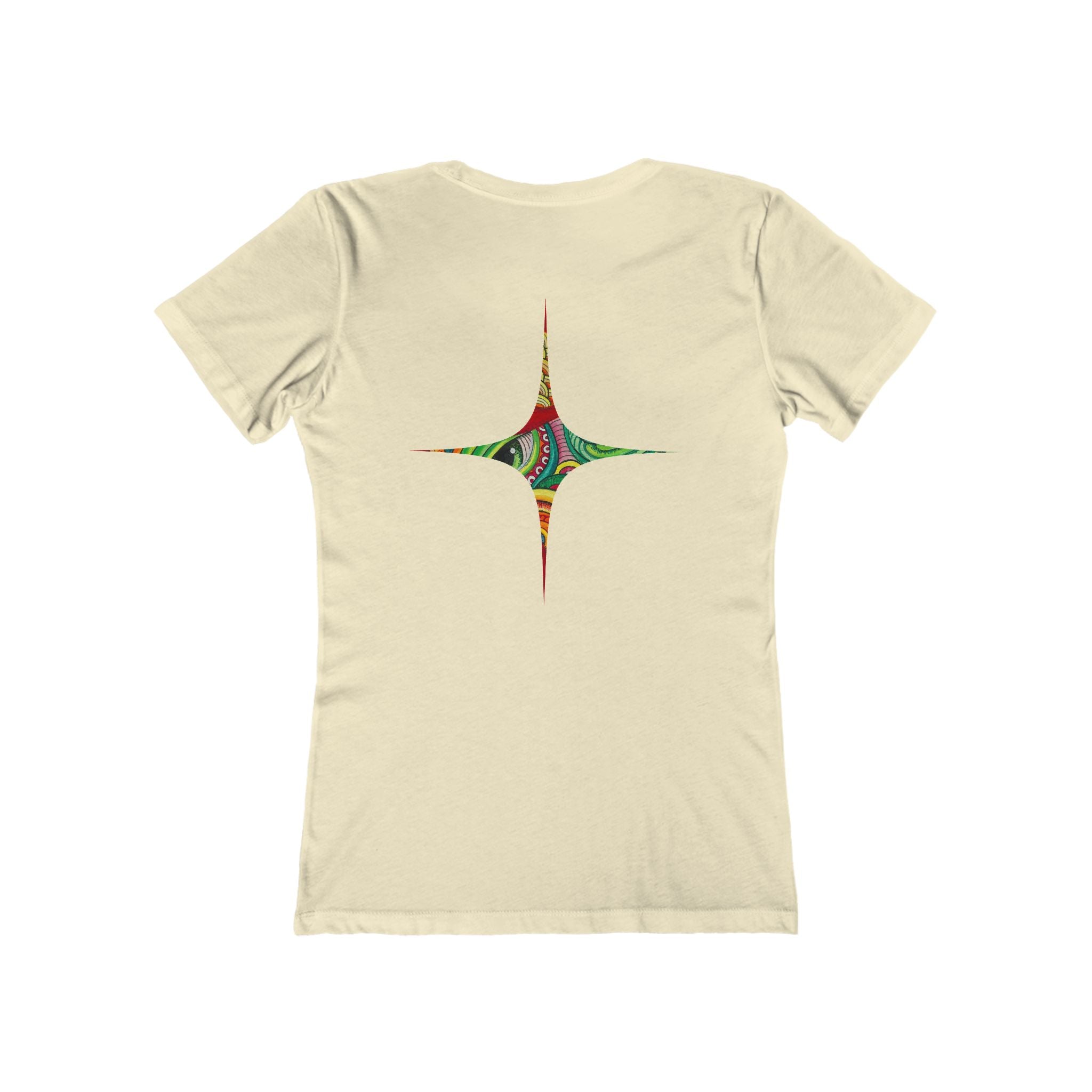 Women's Boyfriend Tee — Colorful Starburst Mandala Graphic #g8643