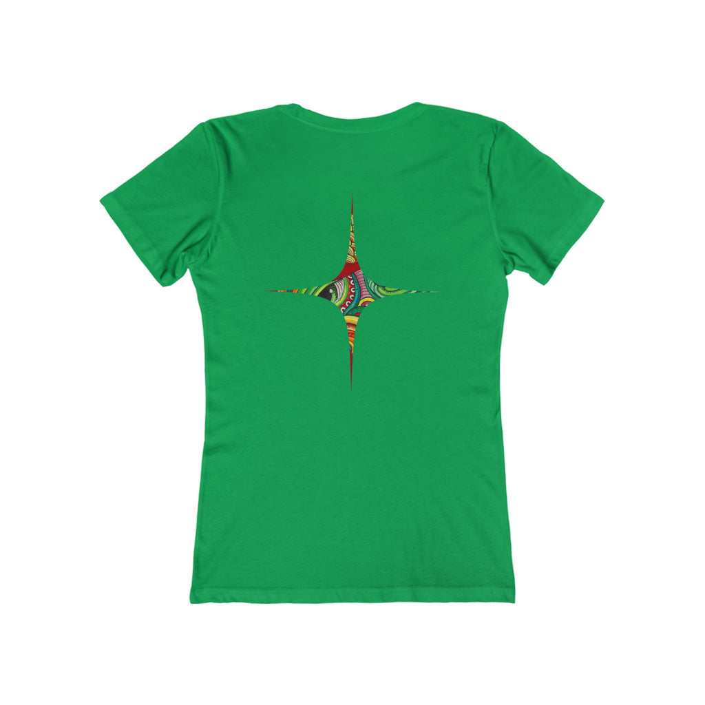 Women's Boyfriend Tee — Colorful Starburst Mandala Graphic #g8643
