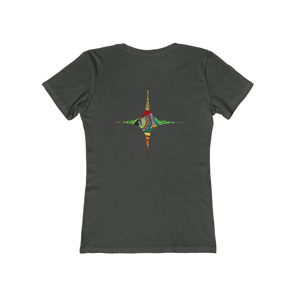 Women's Boyfriend Tee — Colorful Starburst Mandala Graphic #g8643