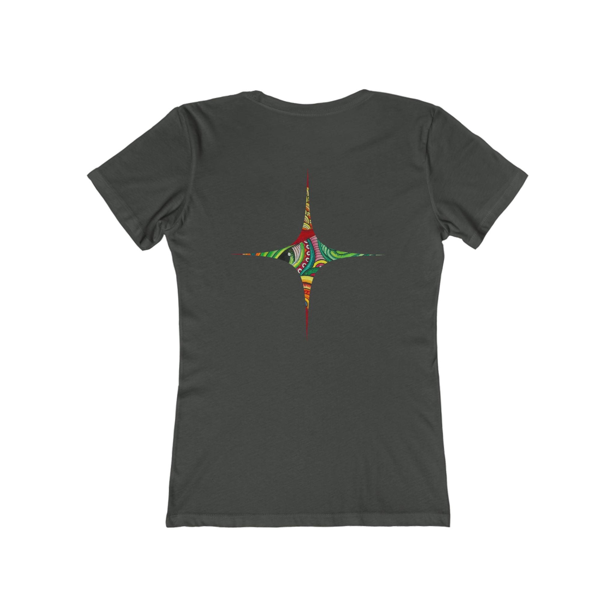 Women's Boyfriend Tee — Colorful Starburst Mandala Graphic #g8643