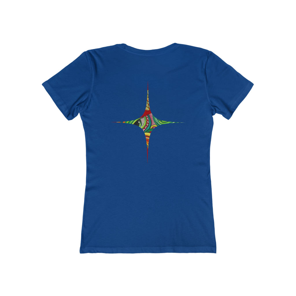 Women's Boyfriend Tee — Colorful Starburst Mandala Graphic #g8643