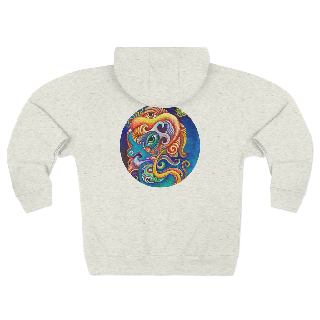 Zip Hoodie with Colorful Psychedelic Triangle & Mandala Back — Vibrant Abstract Art Zip-Up  #cp2680