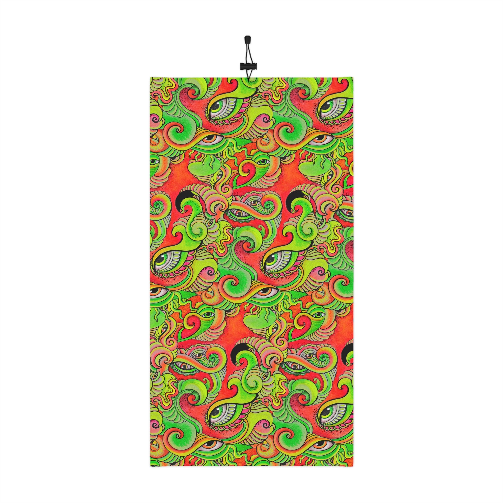 Psychedelic Paisley Winter Neck Gaiter with Drawstring — Bright Green & Orange Thermal Face Warmer #ew865479900