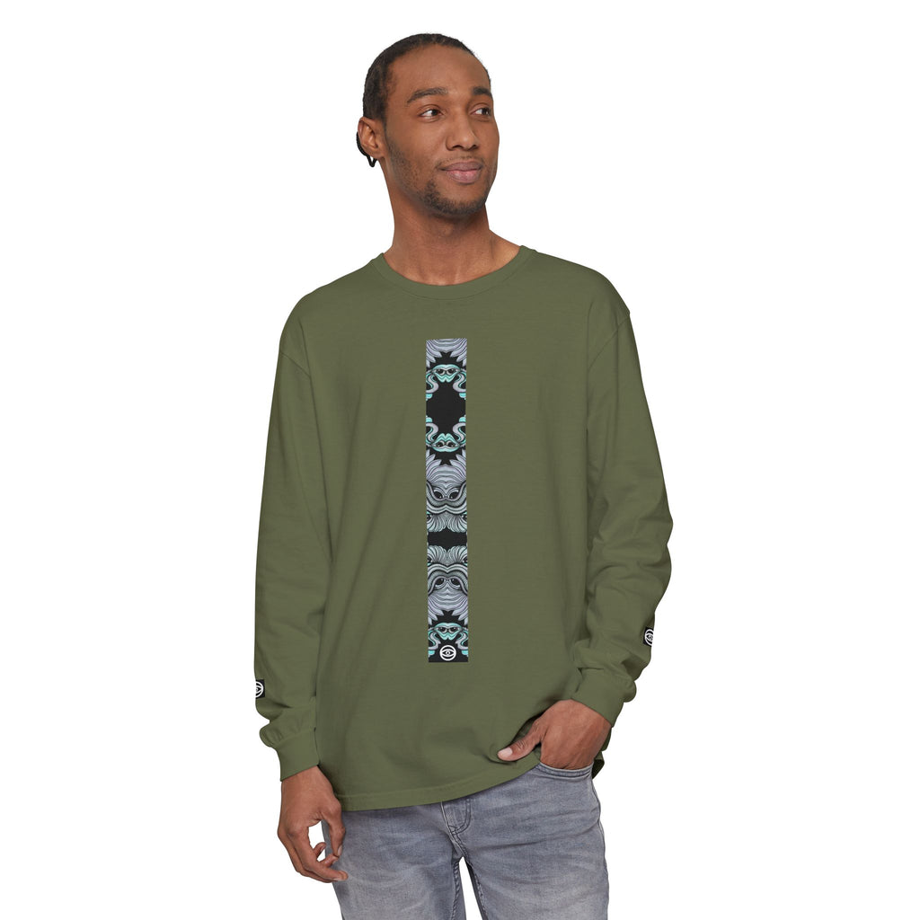 Men's/Women's Long Sleeve T-Shirt — Vertical Geometric Stripe Graphic #kjgd64258