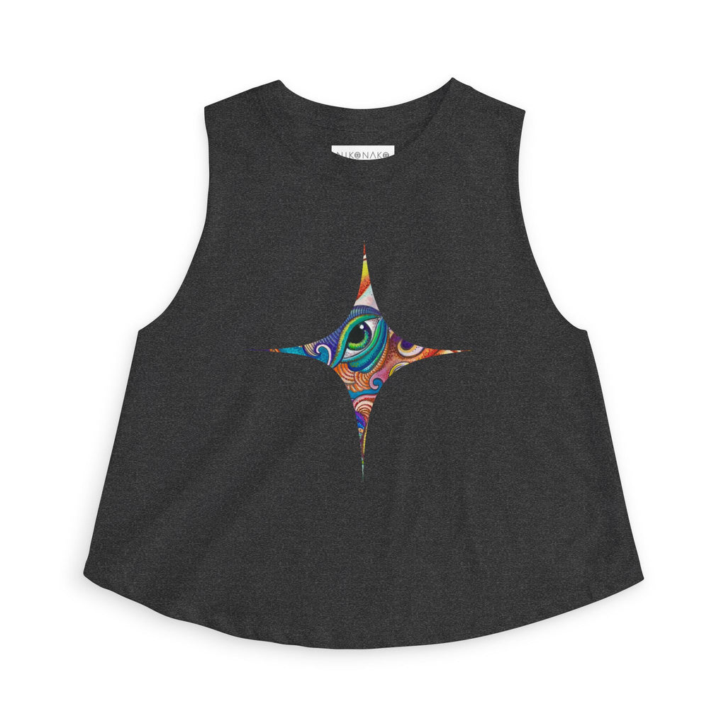 Starburst Peacock Crop Top — Women's Artistic Geometric Tank #w1199663