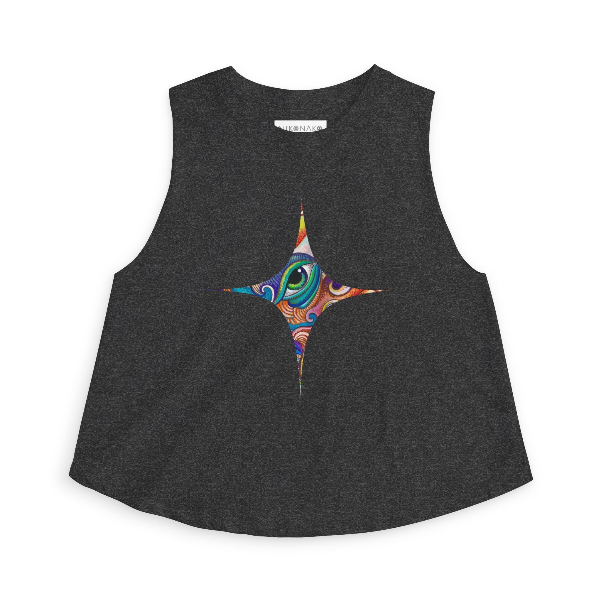 Starburst Peacock Crop Top — Women's Artistic Geometric Tank #w1199663