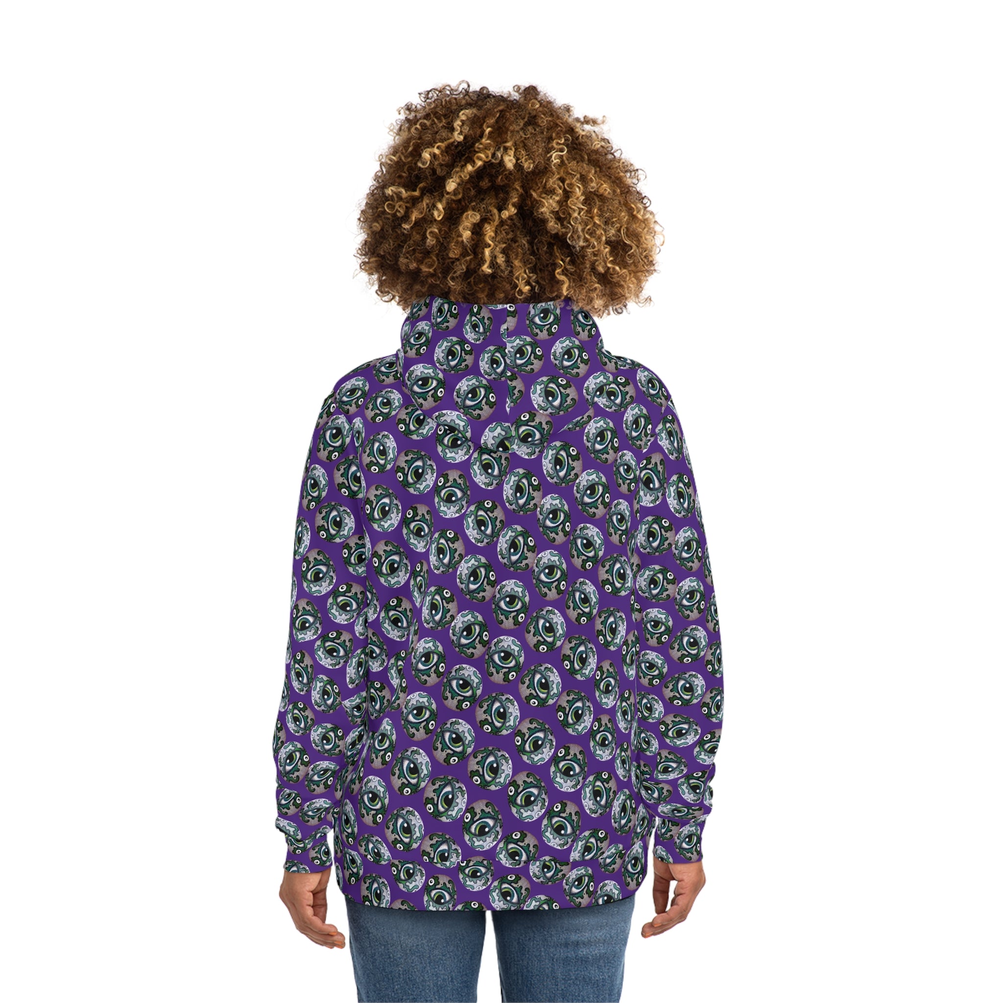 Skull Pattern Hoodie — Purple All-Over Print Gothic Streetwear #h976478